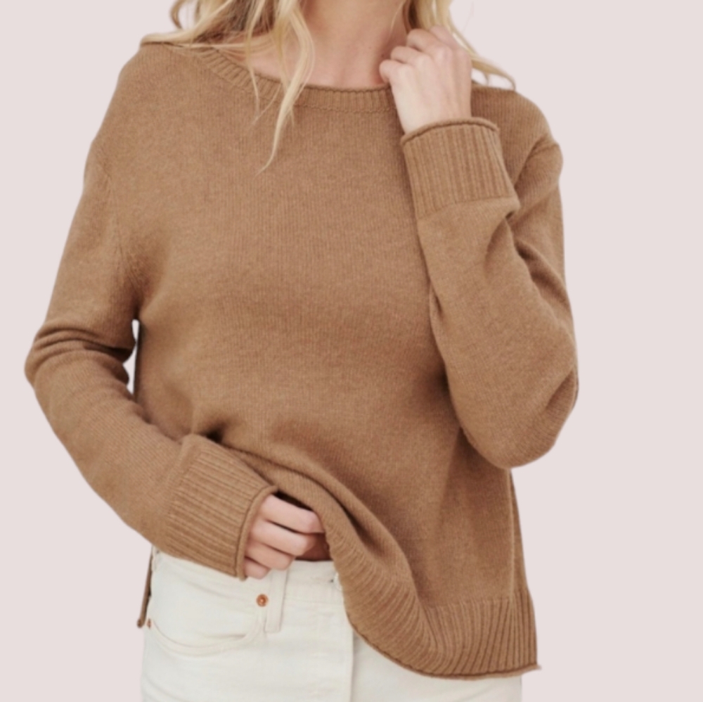 Jenni Kayne Everyday Sweater Dark Camel Tan L